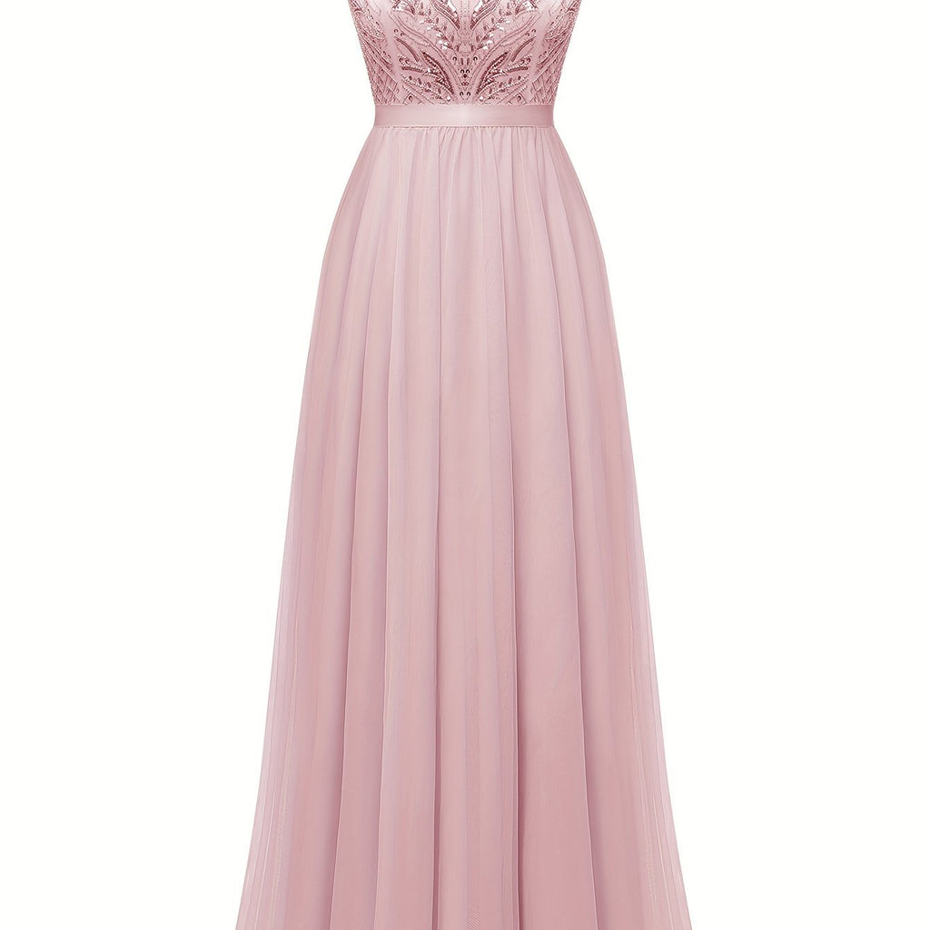 Timeless Lace V Neck Bridesmaid Dress - Chic Cap Sleeve A-line Design - Luxurious for Parties & Banquets - Womens Special Occasion Wear