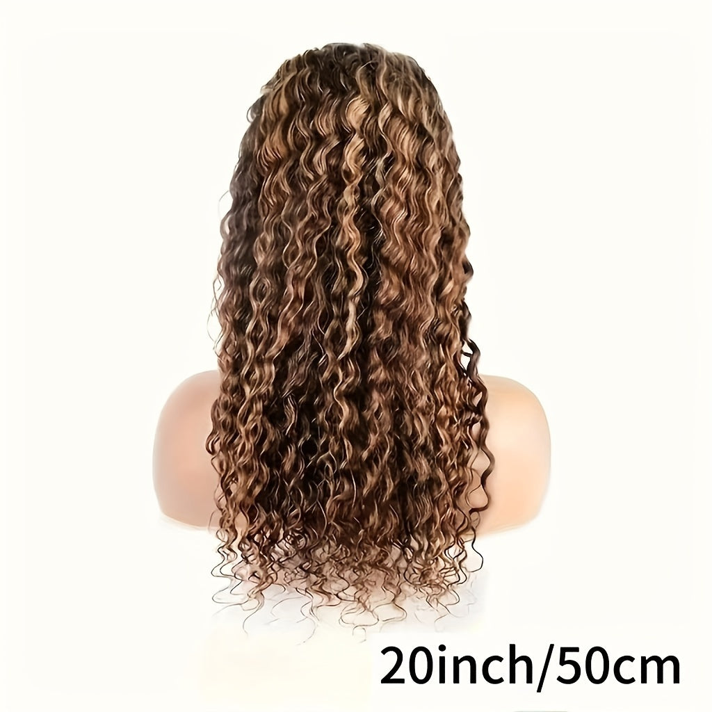 Deep Wave Closure Wigs Human Hair 4/27 Ombre Highlight Deep Wave Wig 5x5 Hd Lace Front Wigs Human Hair 200 Density Glueless Curly Wigs For Black Women With Baby Hair Pre Plucked 22 24 26 28 30 32 34inch