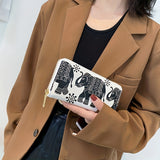 Vintage Elephant Print Long Zipper Wallet, Multifunctional Credit Card Purse For Women