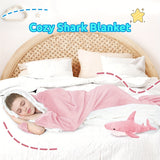Touchat Super Soft Shark Blanket Hoodie - Cozy Flannel Wearable Throw with Cartoon Animals Design, Perfect for Sleeping, Cosplay, and Shark Lovers Gift - Unique Shark Costume Blanket for Adults