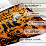 Traditional-Style Hocus Pocus Themed Flannel Throw Blanket - Soft, Machine Washable, All-Season Stain-Resistant Bedding with Pumpkin and Witch Motif for Multipurpose Use - Knitted Polyester Decoration Shawl