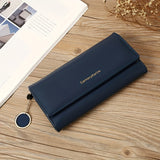 Fashion Long Solid Color PU Leather Wallet, Solid Color Minimalist Women's Mobile Phone Clutch Wallet