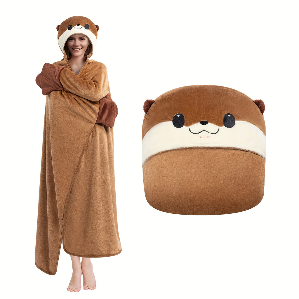Wearable Oversized Blanket Hoodie For Adults, Otter Blanket Hooded Cloak, Warm And Cozy Flannel Cute Blanket Hoodie, Funny Birthday Blanket Gifts For Women And Male, Halloween Birthday Easter Christmas Gift, Lover's Anniversary
