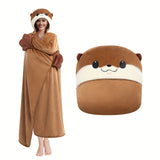 Wearable Oversized Blanket Hoodie For Adults, Otter Blanket Hooded Cloak, Warm And Cozy Flannel Cute Blanket Hoodie, Funny Birthday Blanket Gifts For Women And Male, Halloween Birthday Easter Christmas Gift, Lover's Anniversary