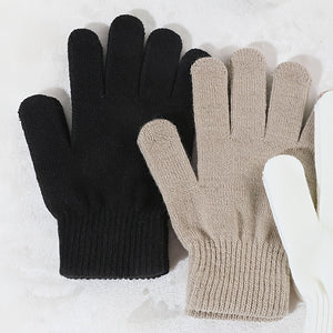 3pcs Women's Cozy Knit Gloves - Solid Color, Stretch Fit For Outdoor Leisure, Warm & Windproof With Machine Washable Feature