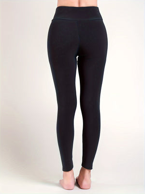 Fleece Liner Soft Yoga Pants, High Waist Stretchy Slim Fit Yoga Leggings, Women's Activewear