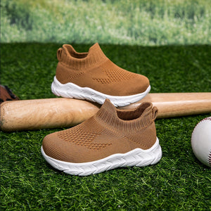 Casual Comfortable Solid Color Slip On Woven Shoes For Baby Boys, Breathable Lightweight Sneakers For Walking Running, All Seasons