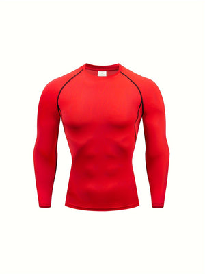 Men's Performance Fit Top - Tops for Fitness Enthusiasts - Moisture-Wicking, Quick-Drying, Long Sleeve Layered Shirt for Morning Running, Exercise, and Outdoor Training in Solid Colors