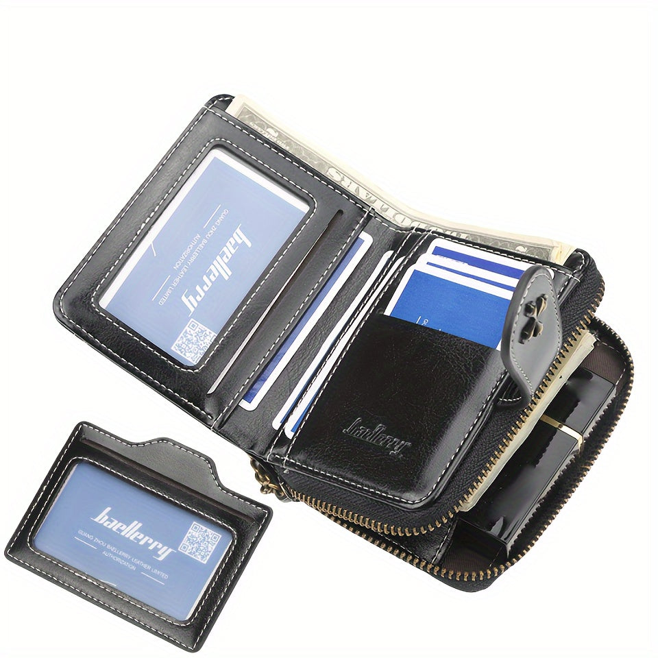 Retro Zipper Around Short Wallet, Multi Card Slots Coin Purse, Women's Buckle Credit Card Holder