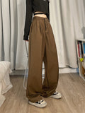 goosudu Shelly Solid Color Retro Drape High Waist Straight Loose Casual Suit Pants