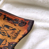 Traditional-Style Hocus Pocus Themed Flannel Throw Blanket - Soft, Machine Washable, All-Season Stain-Resistant Bedding with Pumpkin and Witch Motif for Multipurpose Use - Knitted Polyester Decoration Shawl