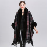 Winter Shawl Cape Coat - Ultra-Thick, Warm, and Soft Knitted Plaid Outwear with Tassel and Hood, Perfect for Mature Women in Cold Winter Season