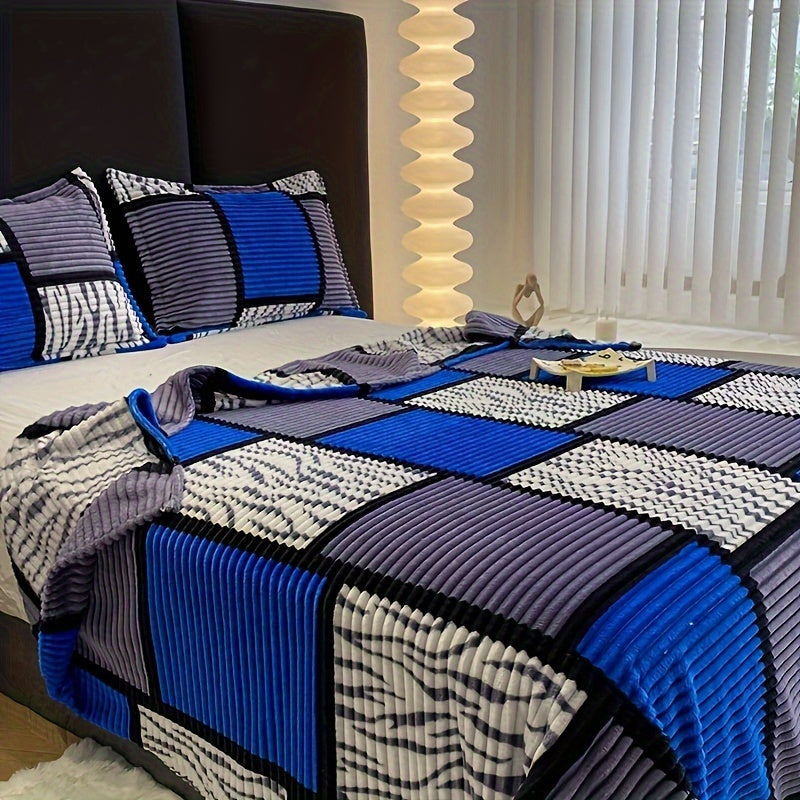 Soft & Cozy Striped Flannel Throw Blanket - Vintage Style, Machine Washable, All-Season Comfort for Couch, Bed, Office, and Travel