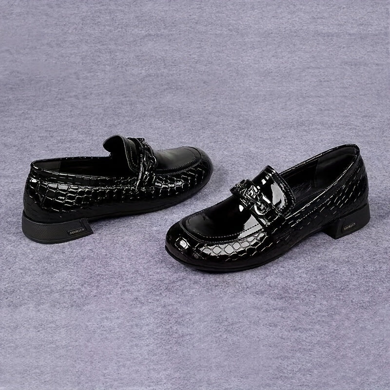 Fashionable Solid Color Slip-On Loafers - Stylish Trendy Platform Shoes with Ultra-Comfortable Breathable Fit and Durable Chunky Heel - Versatile Preppy Style for Everyday Wear