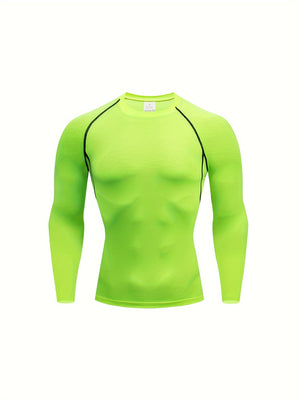 Men's Performance Fit Top - Tops for Fitness Enthusiasts - Moisture-Wicking, Quick-Drying, Long Sleeve Layered Shirt for Morning Running, Exercise, and Outdoor Training in Solid Colors