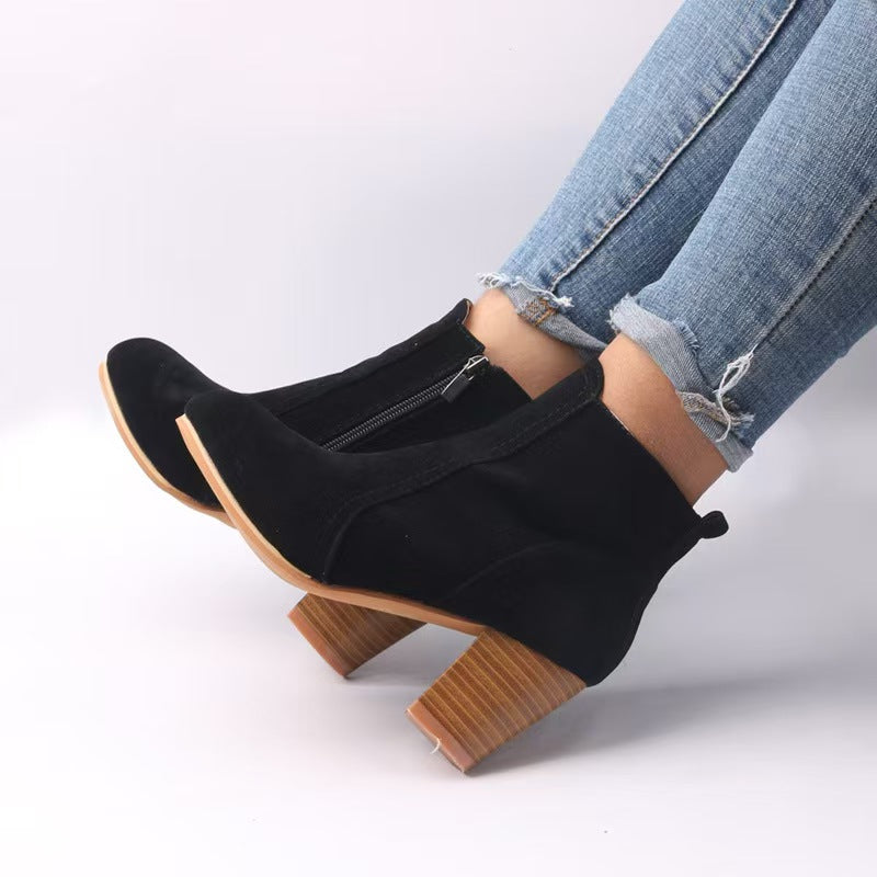 Goosudu Fashion Faux Suede Zipper Boots