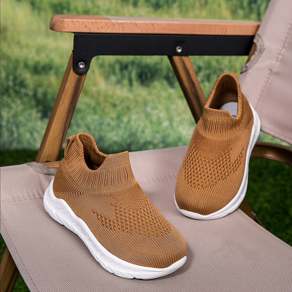 Casual Comfortable Solid Color Slip On Woven Shoes For Baby Boys, Breathable Lightweight Sneakers For Walking Running, All Seasons