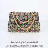 Vibrant Rhinestone Clutch Bag - Luxurious Chain Shoulder Bag with Dazzling Shiny Finish and Exquisite Glittering Details - Perfect for Stylish Women, Ideal for Glamorous Parties, Formal Prom Events, Elegant Banquets, and Evening Occasions