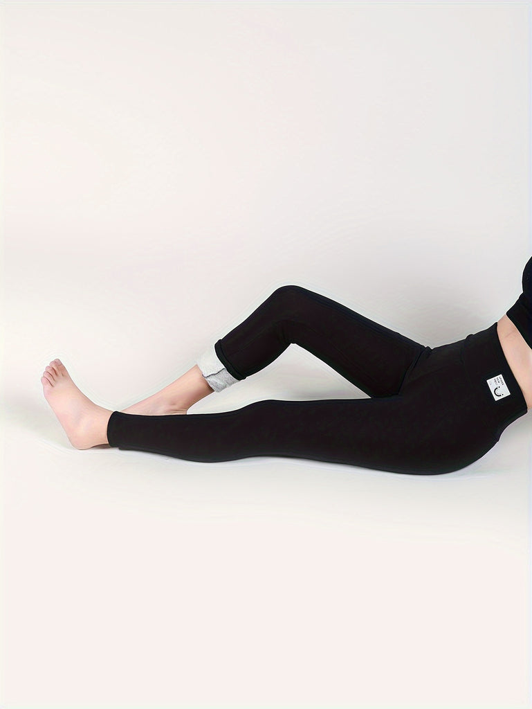 Fleece Liner Soft Yoga Pants, High Waist Stretchy Slim Fit Yoga Leggings, Women's Activewear
