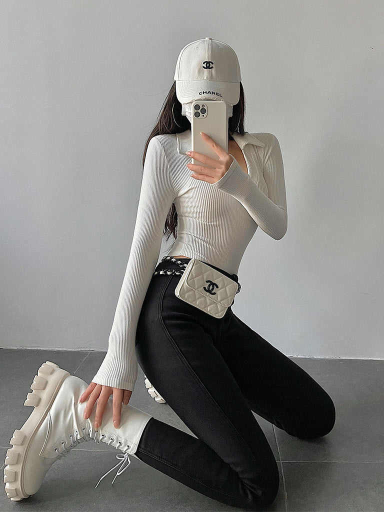 goosudu Galia Solid Color Denim High Waist Pencil Leg Skinny Jeans Pants