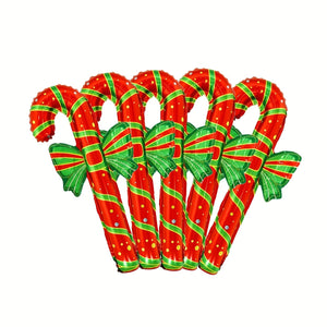 5-Pack Vibrant Candy Cane Balloons with Bowknots - Inflatable Aluminum Foil Decorations for Festive Holiday Home & Kitchen, No Power Required, Assorted Colors, Easy to Inflate and Deflate, Reusable, Perfect for Christmas Party Decor, Holiday Celebrations