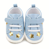 Spring and Autumn Style 0-18 Months Baby Boys and Girls Learning Shoes PU Soft Bottom Anti-slip Hook-and-loop Fastener Star Sports Shoes