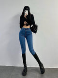 goosudu Jenna Denim Pencil Shape Slim High Waist Jeans Pants