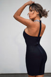 goosudu Diamante Halterneck Mini Bodycon Dress