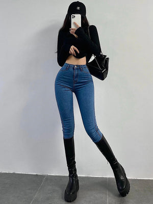 goosudu Jenna Denim Pencil Shape Slim High Waist Jeans Pants