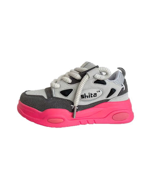 goosudu 5hitS Thick Lace Platform Flat Sneakers