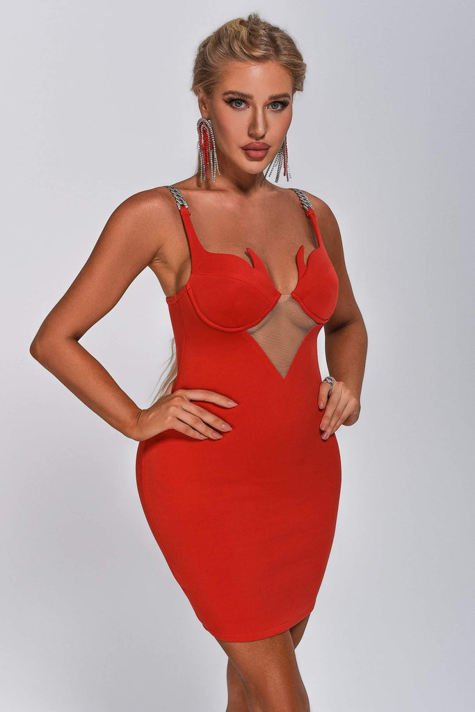goosudu Aimee Diamonate Chain Mini Dress