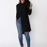 New Women Summer Loose Casual Blouse Shirts Blusas Solid Long Sleeve Shirt Button Back Asymmetric Ladies Top Plus Size 2 XL