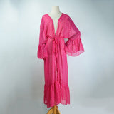 Sexy Red Women Beach Cover Ups Swimwear Deep V Beach Belt Long Dress Bikini Cover Up Chiffon Kaftan Dress Beachwear