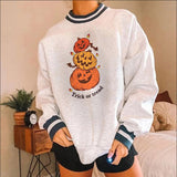 woloong Halloween Pumpkin Skull Print Sweatshirt for Women  Fall Europe and America Style New Casual Thin Pullover Female Hoodies