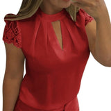 5XL Large Size New Women Sexy Lace White Blouse Shirt Ladies Short Sleeve V-neck Casual Slim Chiffon Shirts Blusas Top Mujer