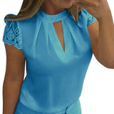 5XL Large Size New Women Sexy Lace White Blouse Shirt Ladies Short Sleeve V-neck Casual Slim Chiffon Shirts Blusas Top Mujer