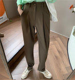 woloong HziriP Elegant Formal High Waist Harem Straight Pants Women Bottom  New Autumn OL Solid Fashion Loose Suit Trousers Female