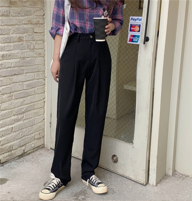 woloong HziriP Elegant Formal High Waist Harem Straight Pants Women Bottom  New Autumn OL Solid Fashion Loose Suit Trousers Female