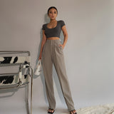 woloong Spring New Office Lady High Quality Elegant Casual Fashion Wide Leg Woman Female Pants Hot Sales