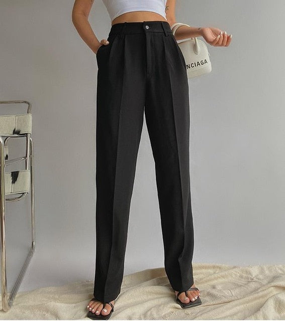 woloong Spring New Office Lady High Quality Elegant Casual Fashion Wide Leg Woman Female Pants Hot Sales