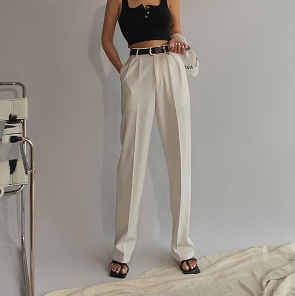 woloong Spring New Office Lady High Quality Elegant Casual Fashion Wide Leg Woman Female Pants Hot Sales