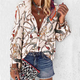 New Fashion Daisy Floral Print Shirts Women V Neck Long Sleeve Button Tops Casual Loose Plus Size Blouse