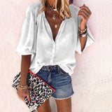 New Fashion Daisy Floral Print Shirts Women V Neck Long Sleeve Button Tops Casual Loose Plus Size Blouse