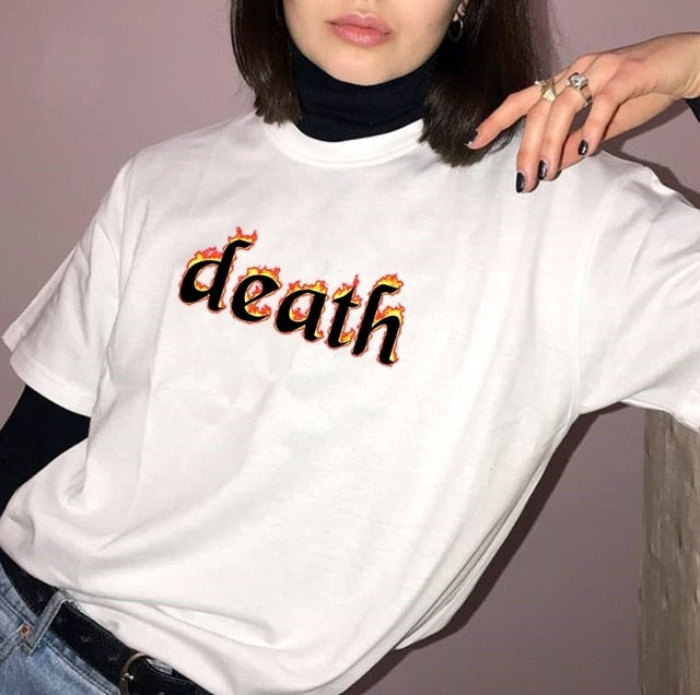 woloong sunfiz YF Nothing Kills You.Like Your Mind Letter Printed New Arrival Black Female Tee T-Shirt Casual Funny Dark Harajuku Tee