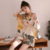 goosudu Women Pajama Sets Summer Oversized Cotton Cute Short Sleeve Home Suits Korean Women's Homewear 2 Piece Set Sleepwear Pijama New