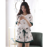 woloong Women Pajama Sets Summer Oversized Cotton Cute Short Sleeve Home Suits Korean Women's Homewear 2 Piece Set Sleepwear Pijama New