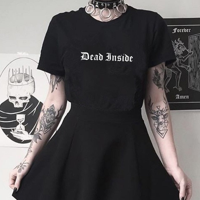 woloong sunfiz YF Nothing Kills You.Like Your Mind Letter Printed New Arrival Black Female Tee T-Shirt Casual Funny Dark Harajuku Tee