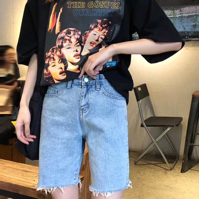 Spring And Summer New Women's Casual Loose Denim Shorts Fashion High Waist Wide Leg Shorts Female Bottoms