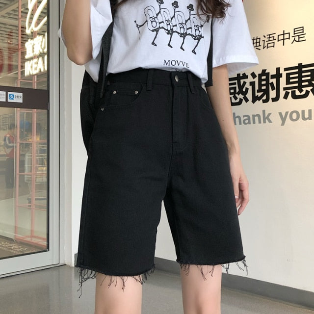 Spring And Summer New Women's Casual Loose Denim Shorts Fashion High Waist Wide Leg Shorts Female Bottoms