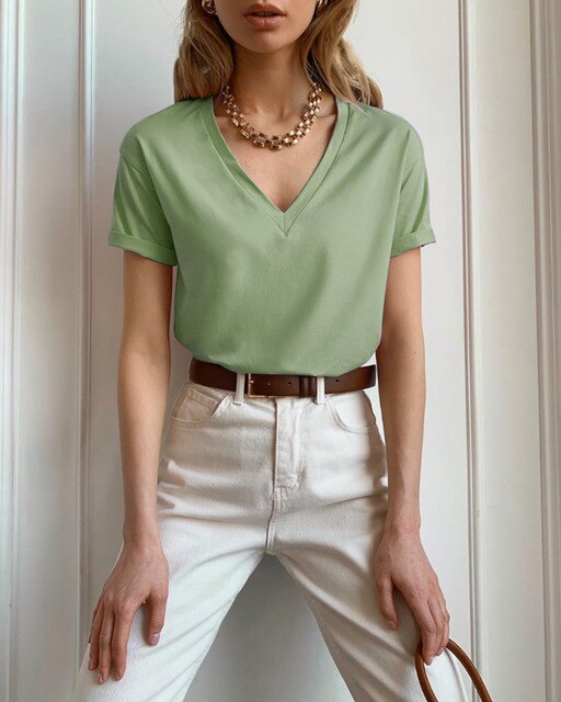 100% Cotton T Shirt Women Summer New Oversized Solid Basic Tees 9 Color Casual Loose Tshirt Korean O Neck Khaki Tops